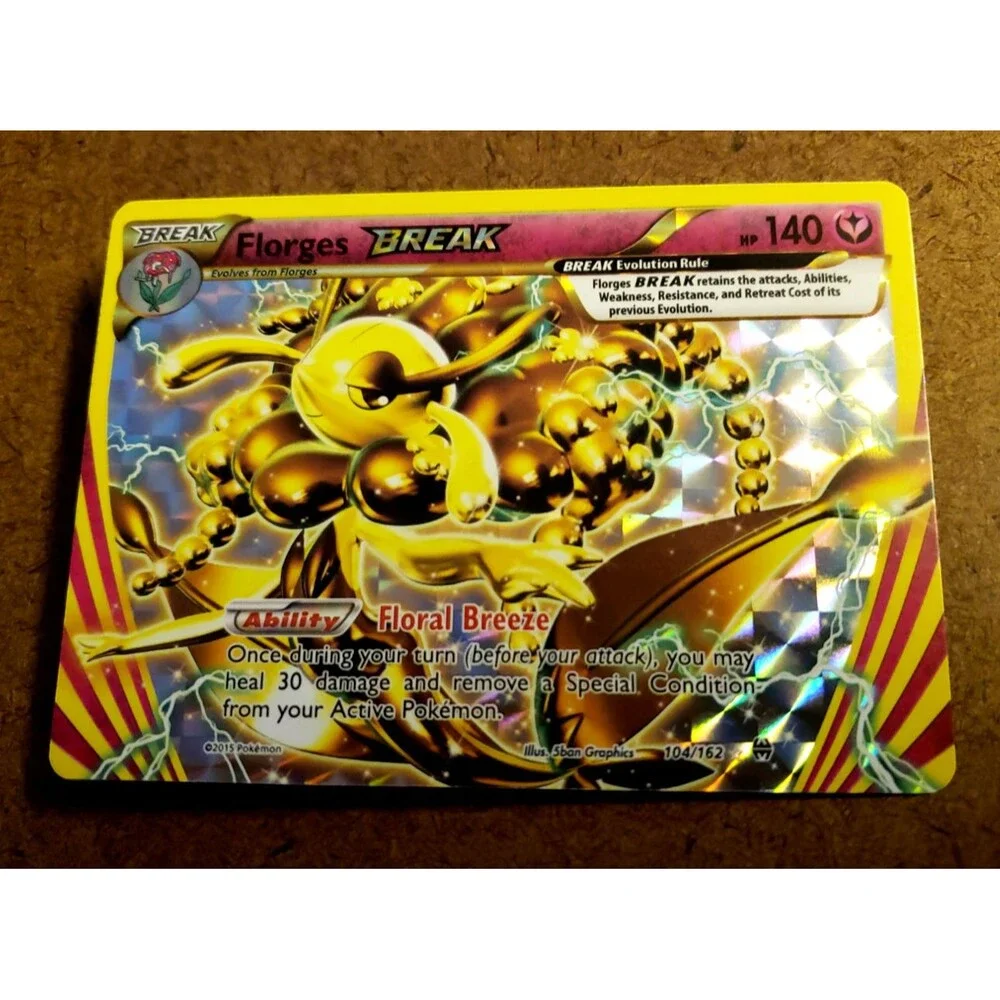 TCG POKEMON BREAK FLORGES Holo XY BREAKthrough BKT Reverse Holo RARE 104/162 MT!